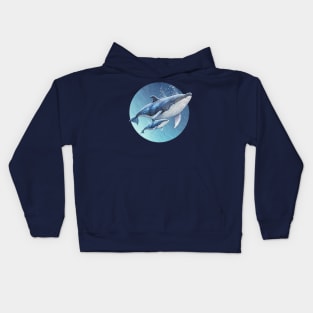 Humpback Whale Swimming with Baby Whale Kids Hoodie